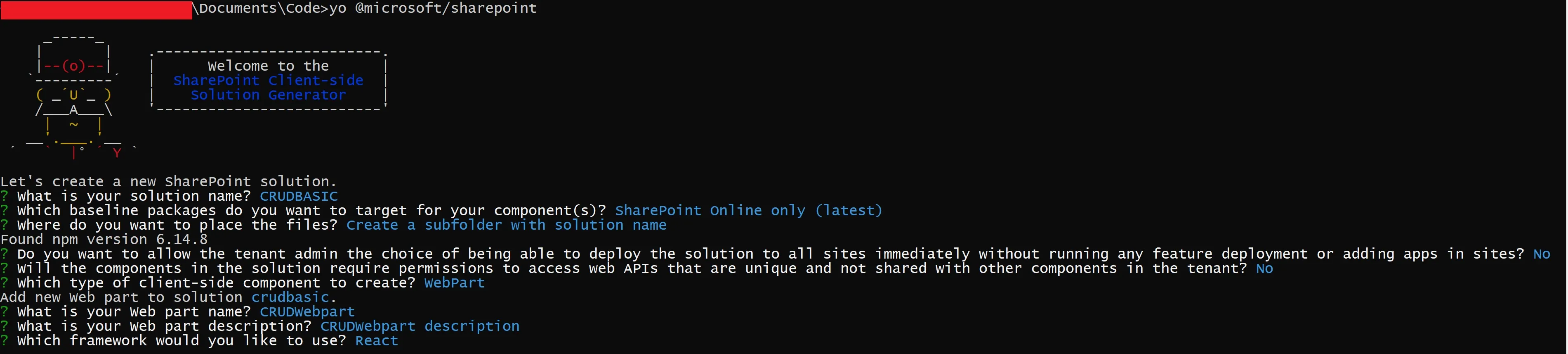 yo @microsoft/sharepoint
