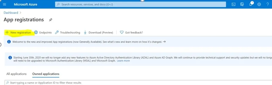 Click on "New registration"