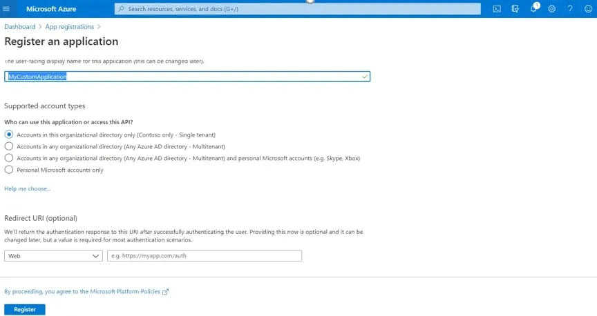 Type in the information related to your application