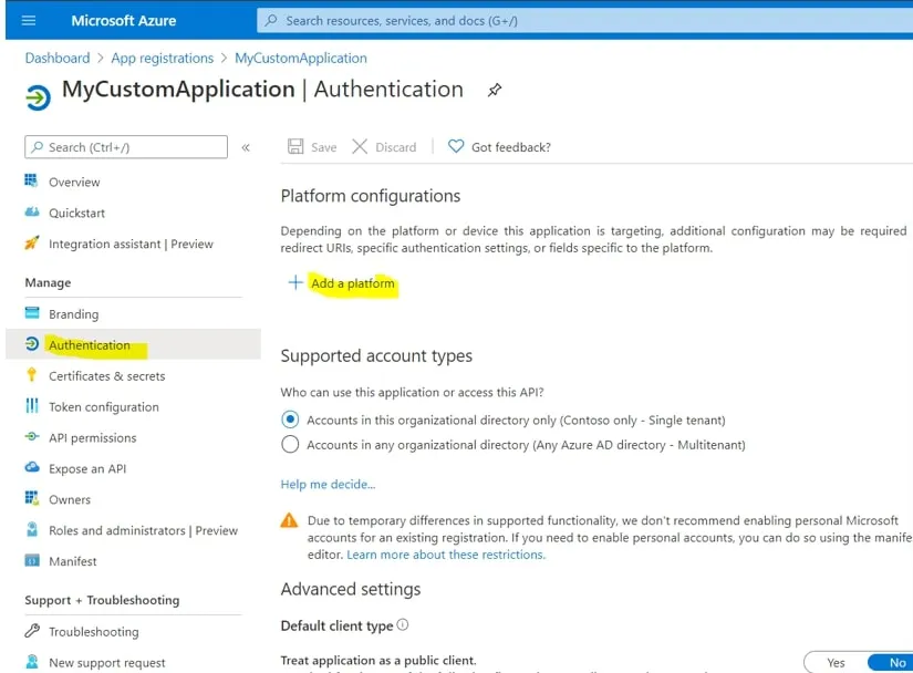 Lets select now the Platform confirguration