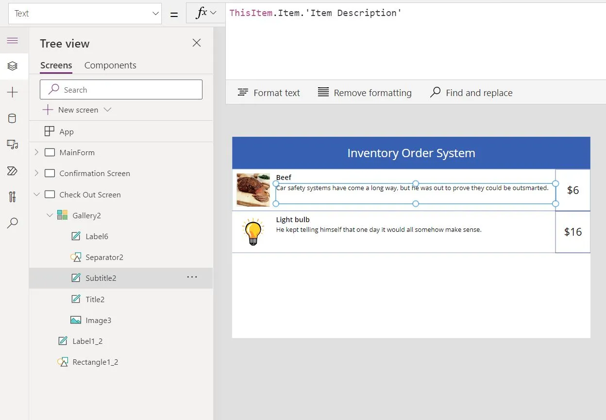 Connect Label to our CartTable Collection