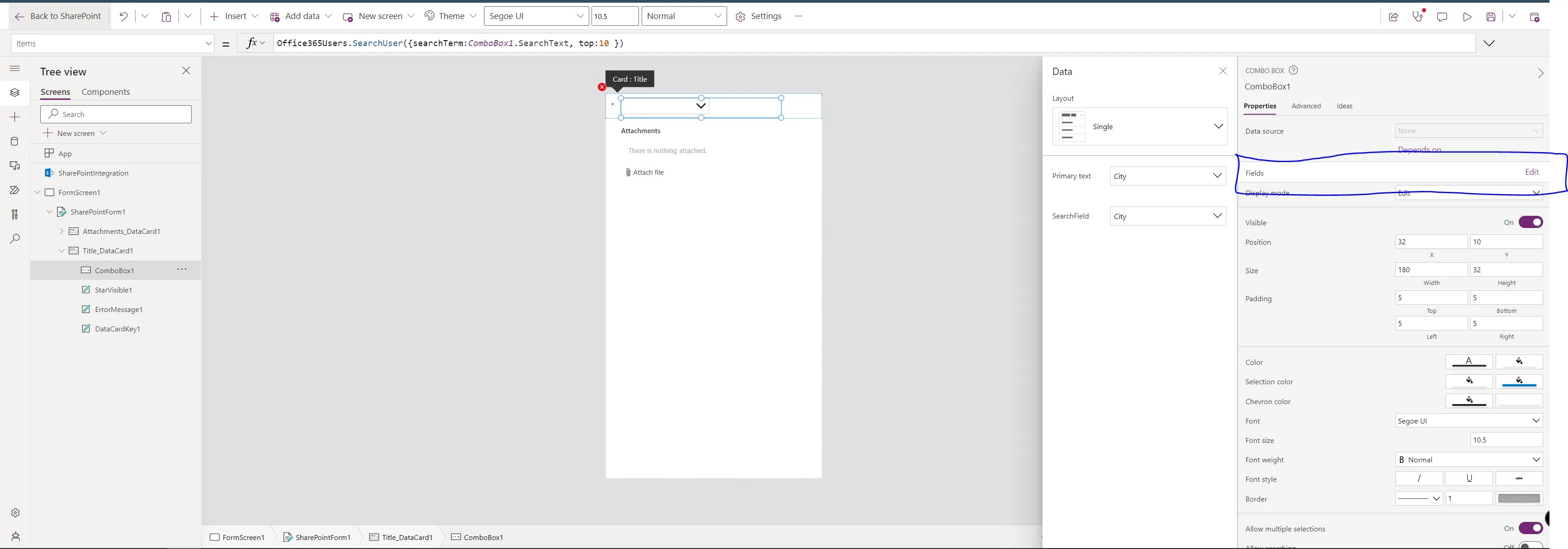 Fields of my ComboBox