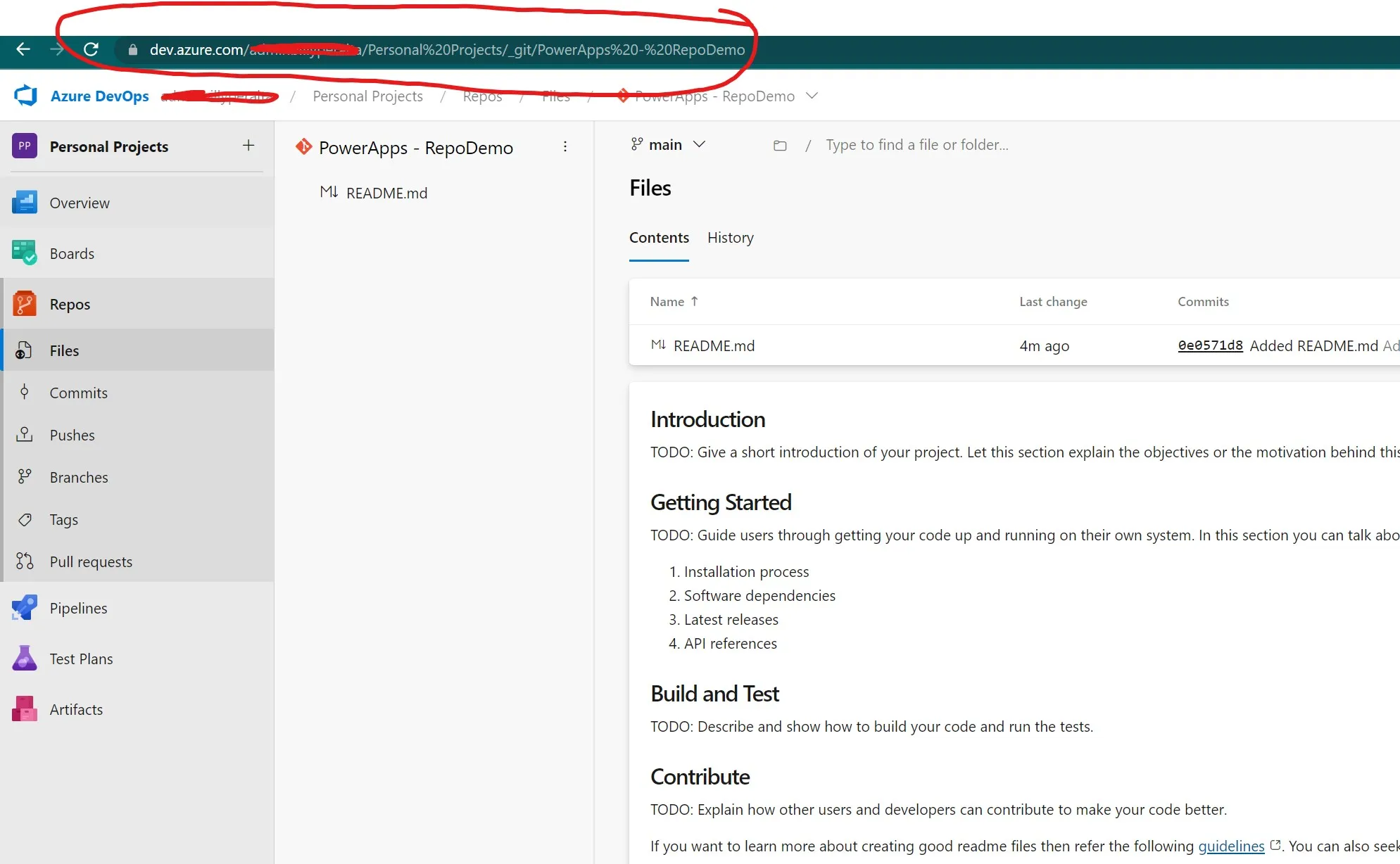 Getting the repository URL