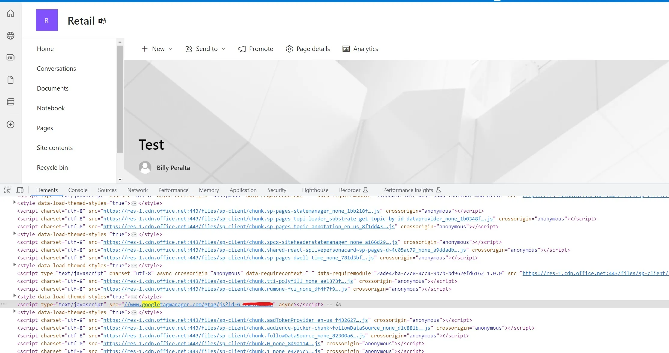 Here is the script tag added by the solution