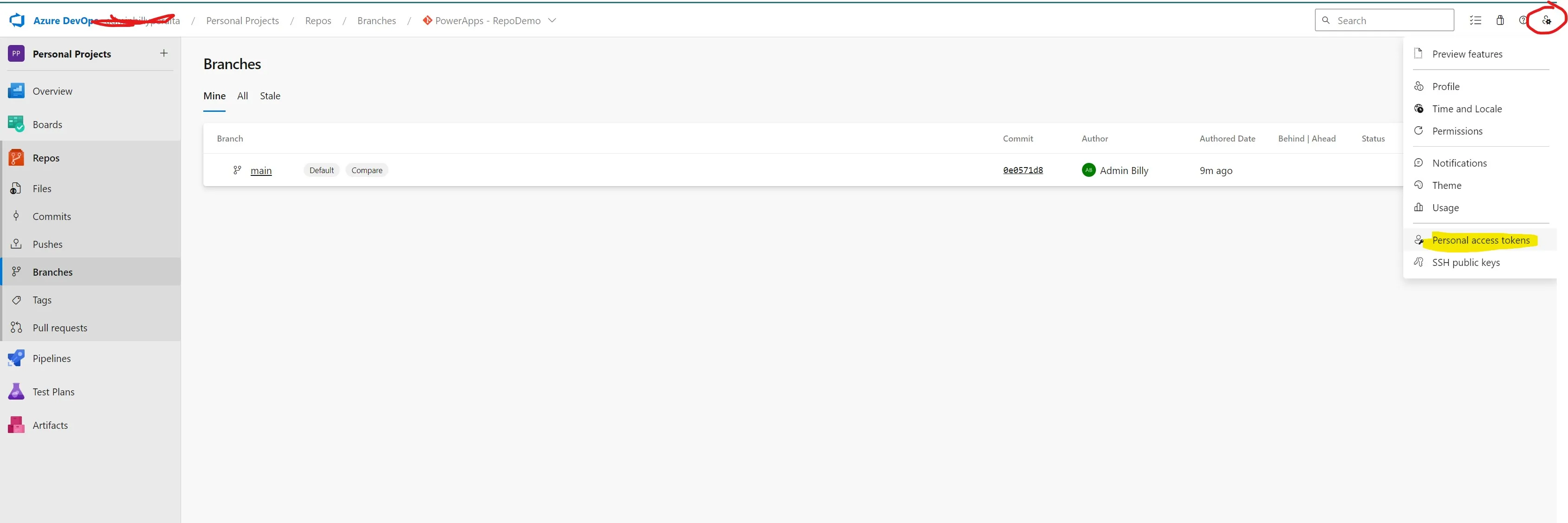 Creating a new Personal Access Token