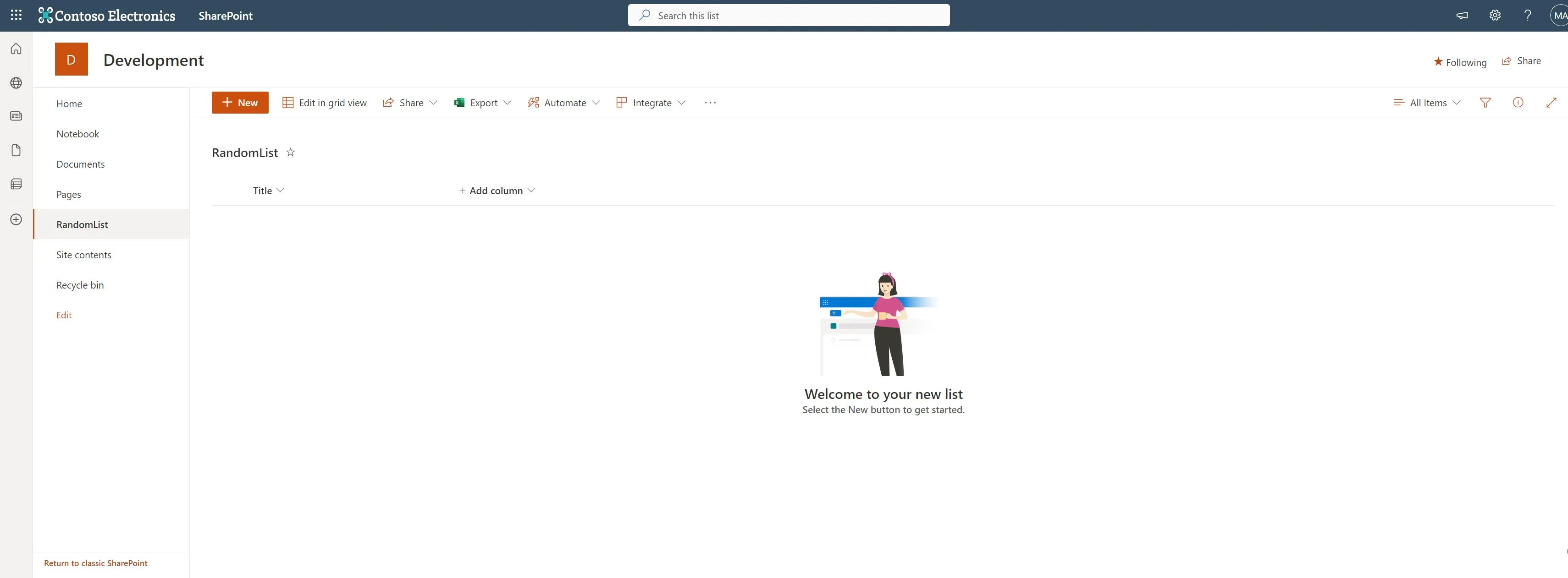 Created a Sharepoint List with only a Default Title