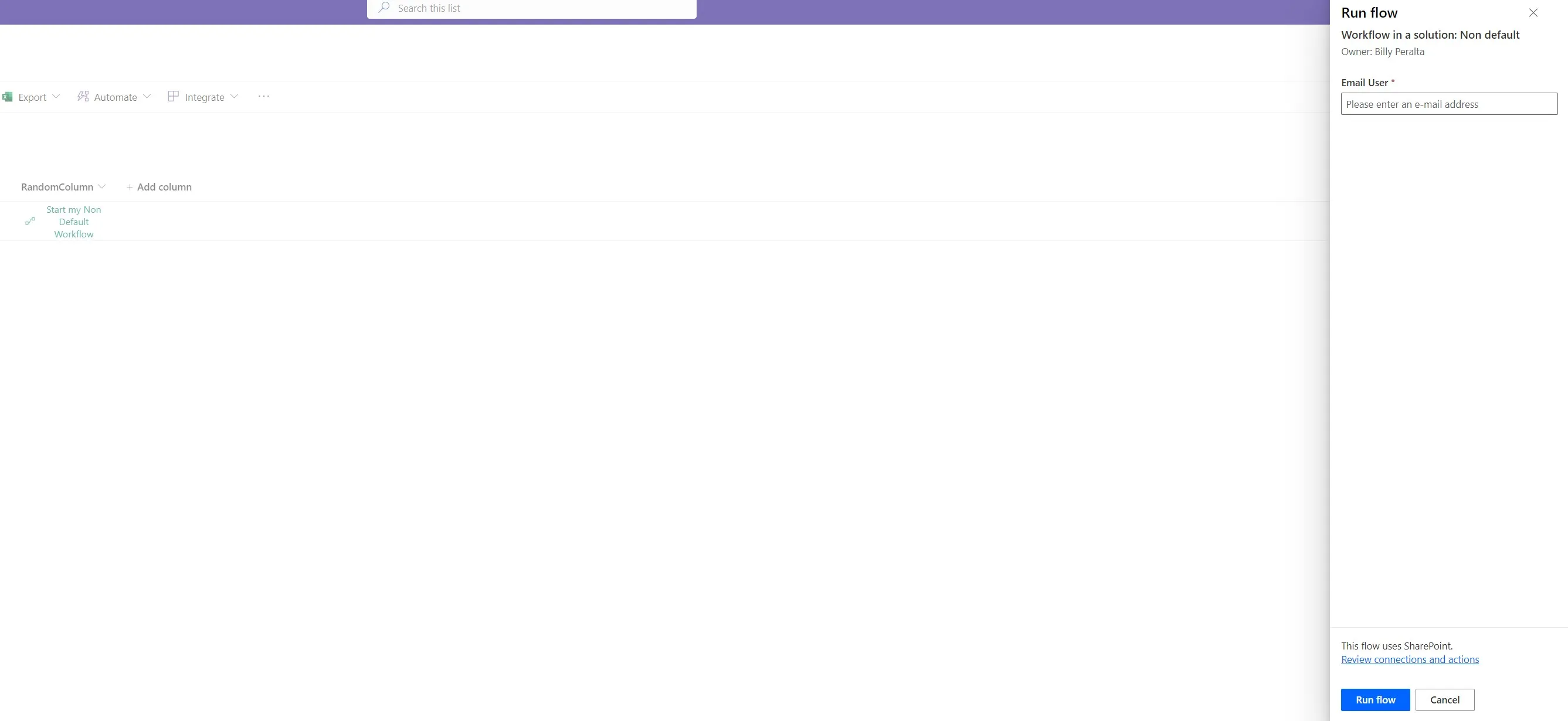 Starting now the workflow.