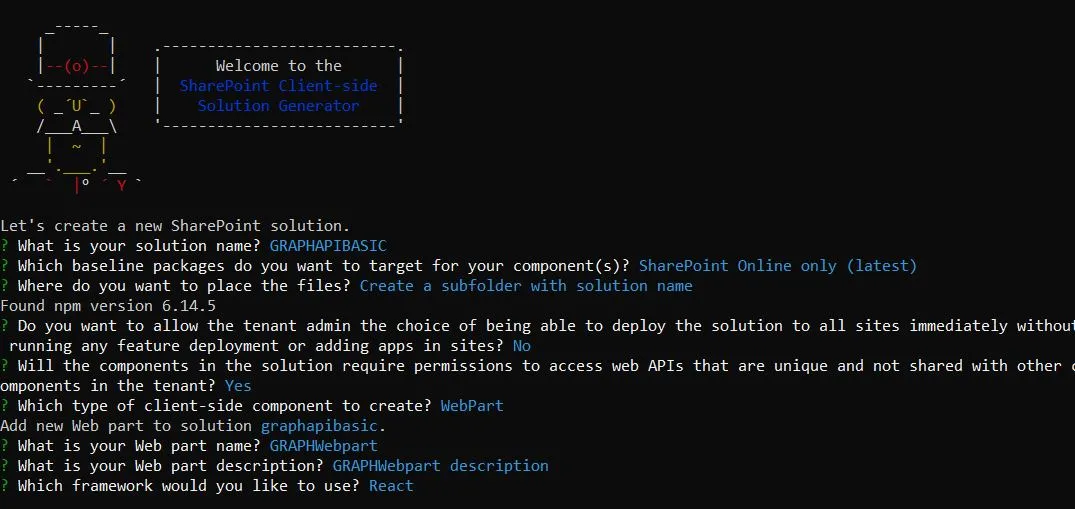 yo @microsoft/sharepoint