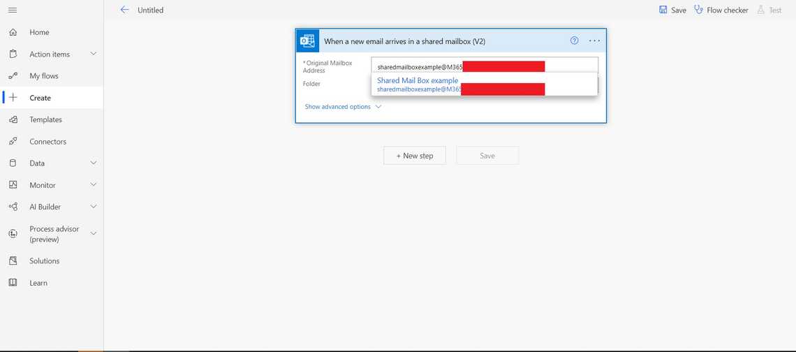 Selecting my shared mailbox