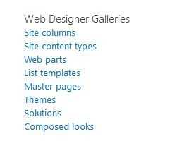 Select "Site content types" under the "Web Designer Galleries" 