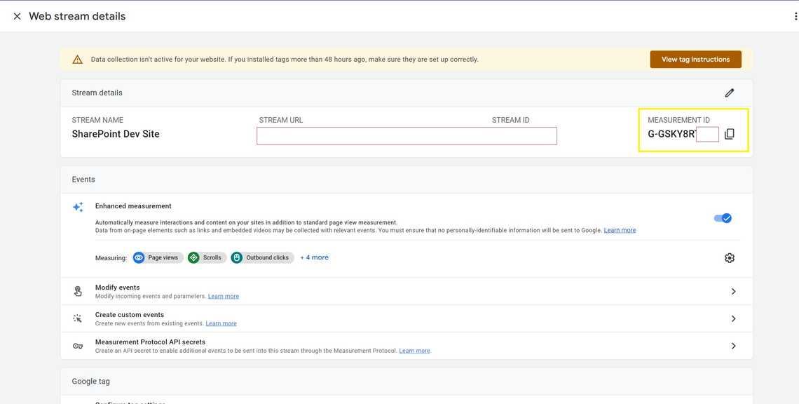 Sample Google Tag