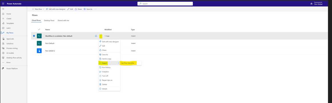 Getting the Flow Identifier.