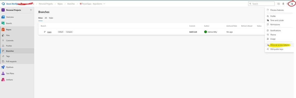 Creating a new Personal Access Token